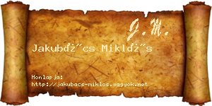 Jakubács Miklós névjegykártya